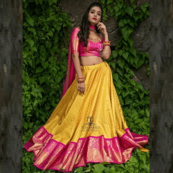 Yellow Color Banarasi Silk Wedding Lehenga Choli